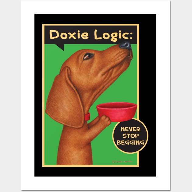 Classic pose for Doxie Dog on Dachshund Begging for Food tee Wall Art by Danny Gordon Art